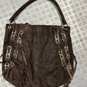 Kelsey Dagger Brown Chain-Embellished Women's hand Bag purse. Used once